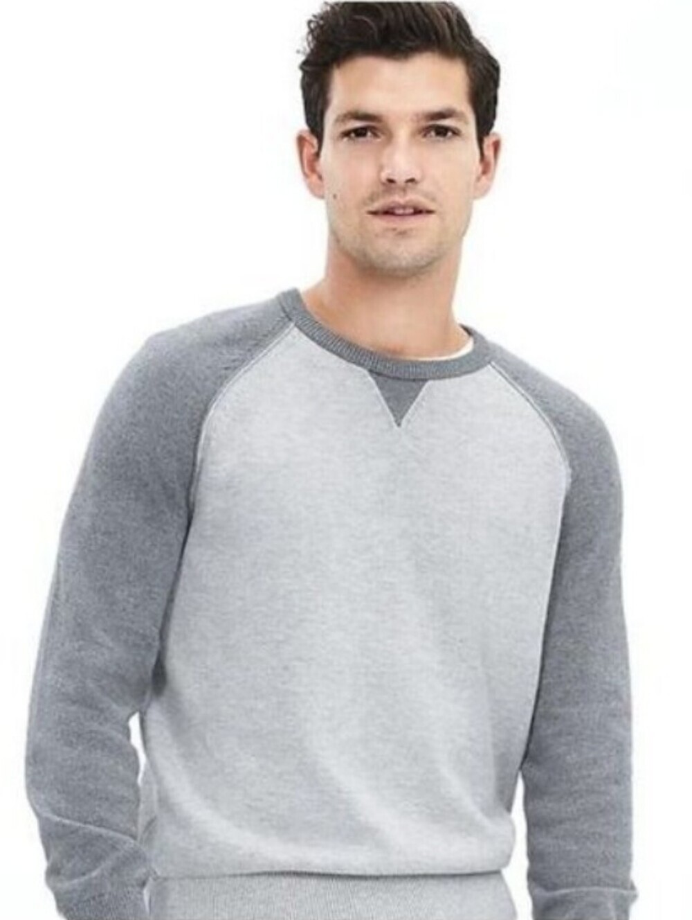 Nordstrom Public Opinion Men's Gray Raglan Colorblock Pullover Shirt Size Small